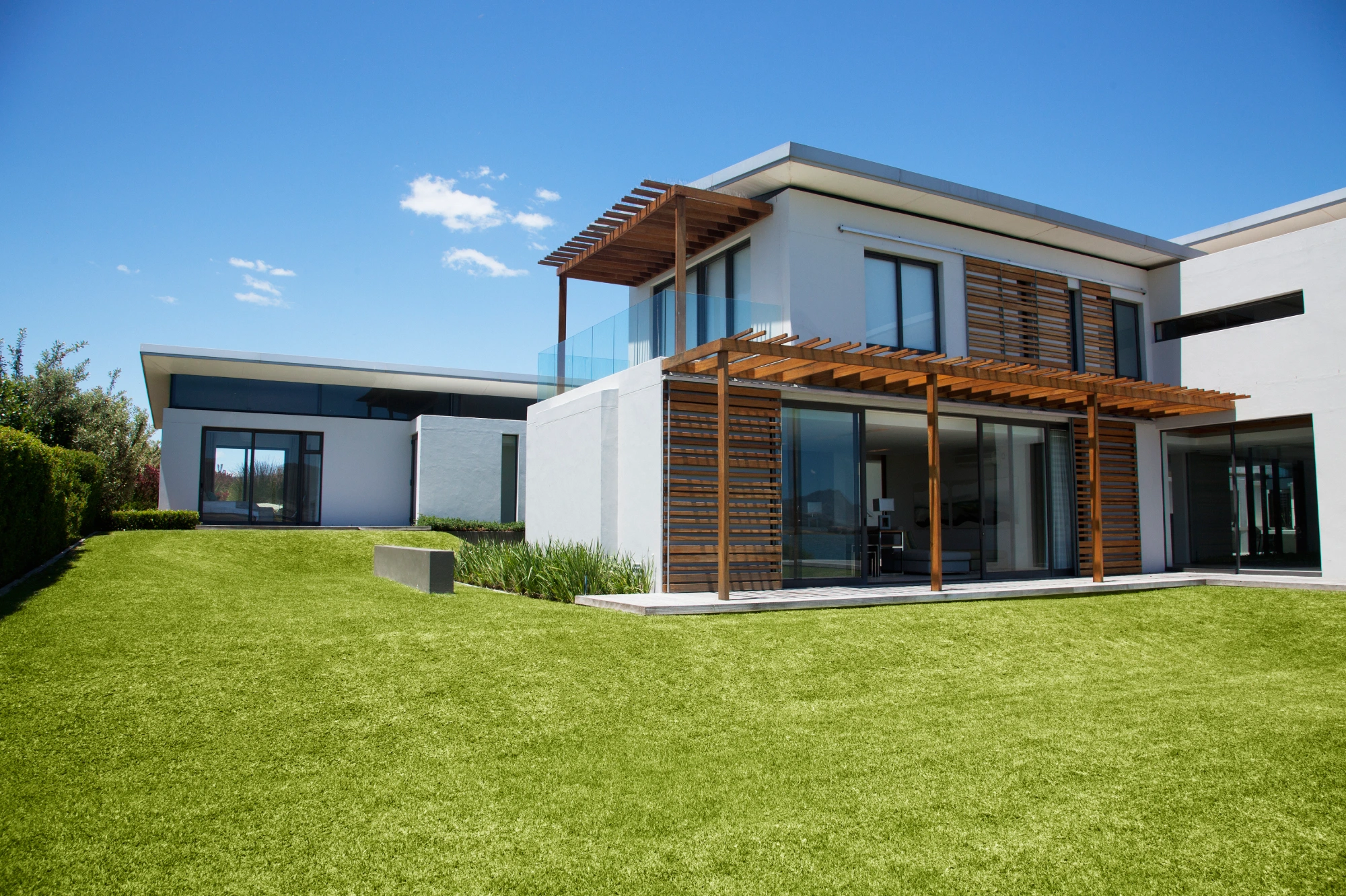 Two-story house with glass windows