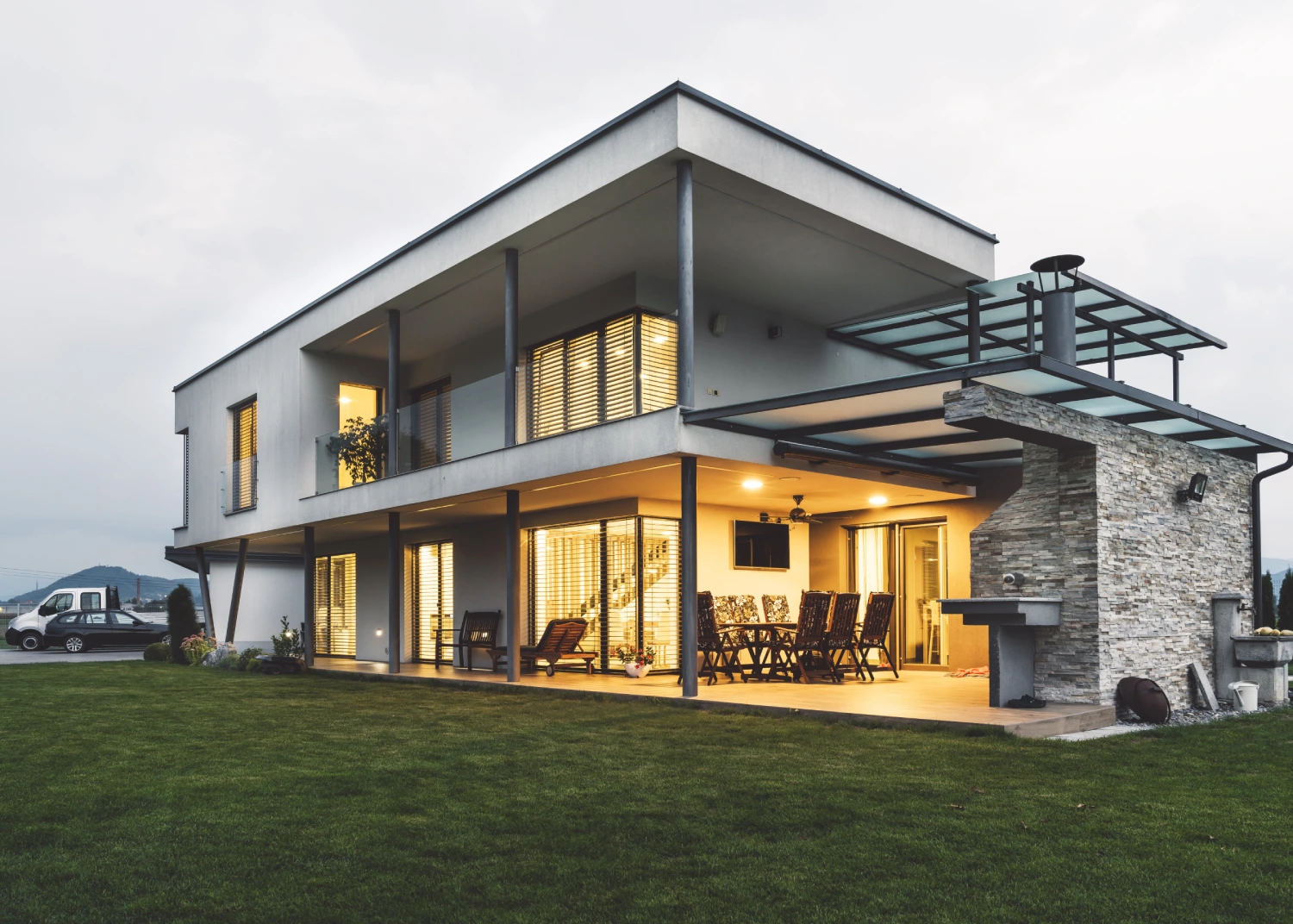 Modern house with large windows